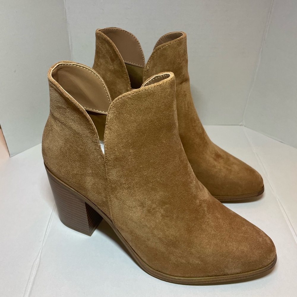 Lulu's Tan Suede Cutout Ankle Booties